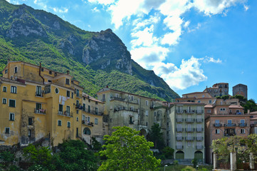 Fototapeta na wymiar Panoramic view of Campagna, a village of Campania region, Italy.