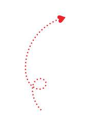 Red Arrow with heart icon isolated on white background. For Valentine's day, banners, posters and wallpaper. Arrow of heart for creative art. Hearts of love.