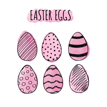 Easter Eggs hand drawn watercolor texture