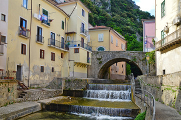 Fototapeta na wymiar A river in Campagna, old town of Salerno province, Italy.