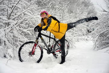 A walk in bicycle  snowfall