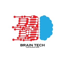 Brain logo design template, vector icon symbol