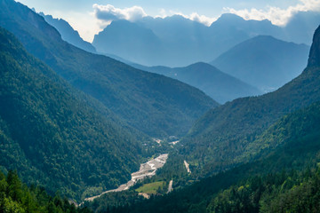 View of the valley in Forno di Zoldo, Belluno - Italy