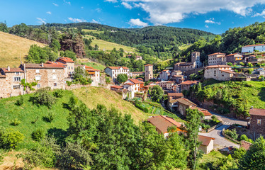 View at Doizieux commune in Pilat Regional Natural Park, the protected area in French...