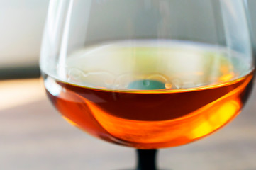 Cognac in a glass closeup
