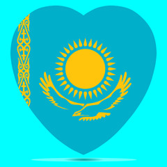 Kazakhstan Flag In Heart Shape Vector illustration Eps 10