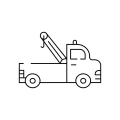 Fototapeta na wymiar tow truck, car breakdown, crane line icon on white background