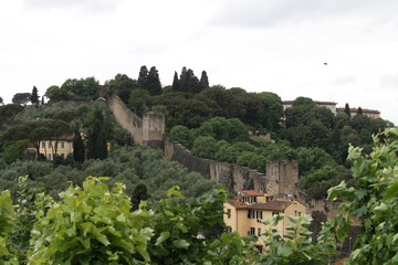 Old city walls of Florence viewed from the Piazzale Michelangelo