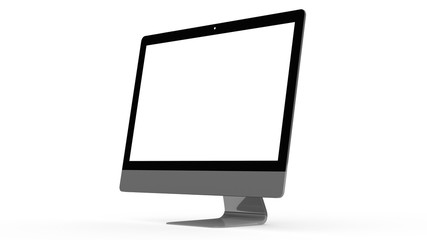 flat monitor white screen computer, pc display digital wide screen and slim 3d