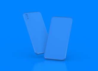 New smartphone with blank screen isolated Flat 3d