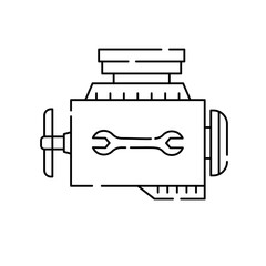 turbo, garage, motor line icon on white background