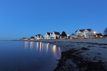 vacation homes in typical resort architecture, Laboe beach front, Schleswig-Holstein, German Coast 