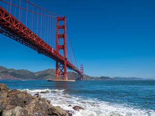 View from the San Francisco Park to the Red Golden Gate Bridge