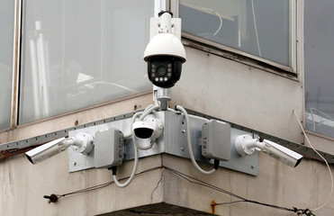 Security camera on the wall