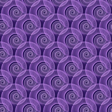 Seamless Purple Geometric Airy Spiral Snail Background