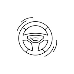 steering wheel, drive, car line icon on white background