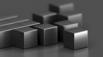 grey abstract background with cubes, wallpaper 3d illustration