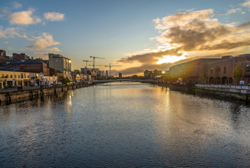 Fototapeta premium Cork Ireland river Lee panorama scenic amazing view city center Irish landmark