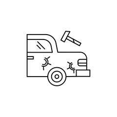 car service, hammer, repair line icon on white background