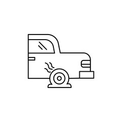 wheel, car, flat tire line icon on white background
