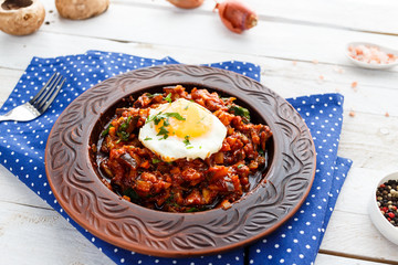 baked vegetables and egg