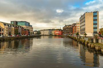 Fototapeta premium Cork Ireland river Lee panorama scenic amazing view city center Irish landmark
