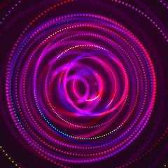 3d abstract sphere. Sphere particles on dark background. Science and technology. 3d rendering.