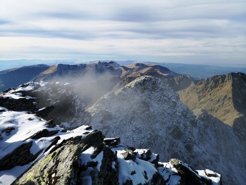 High mountains peaks -  Landscape in the mountains:  Fagaras - Lespezi, Negoiu, Caltun, Cornul Caltunului 