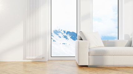 Obraz na płótnie Canvas Modern design living room interior with beautiful view . 3D rendering