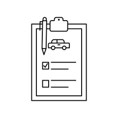 car check, car service, check list line icon on white background