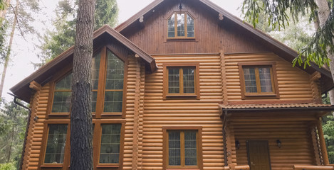 Constructed from wooden log house, wooden house.