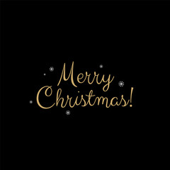 Merry Christmas gold lettering inscription on the black background