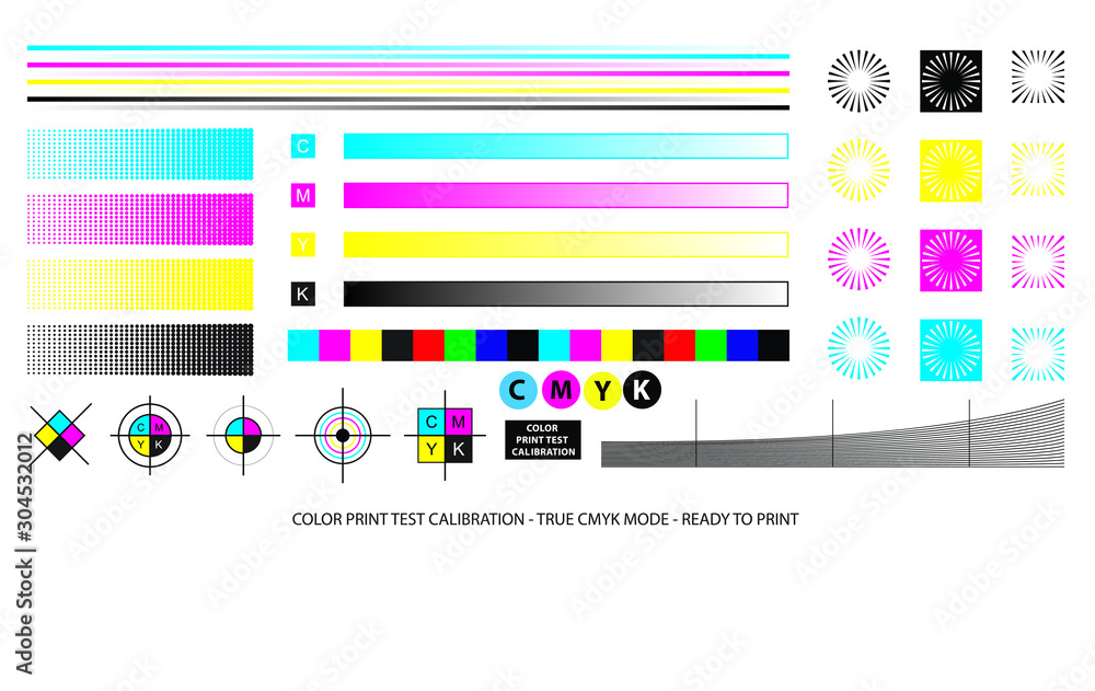 Fototapete color mixing scheme or color print test calibration concept. easy to modify