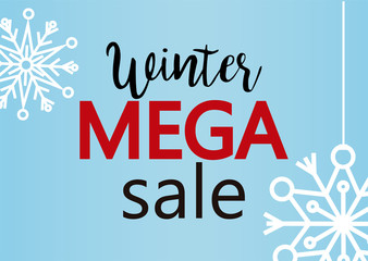 Winter mega sale vector illustration. Banner template design.
