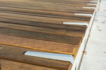 Close up. Skateboard prevention device installed on wood covered surface to prevent surface damage.