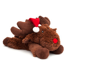 Christmas toy - deer. isolated on white background. space for inscriptions.