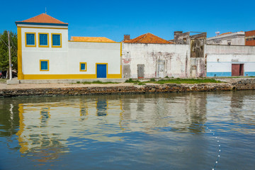 Old houses bordering the pier of Sao Jose do Norte, a city in southern Brazil.