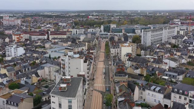Avenue general leclerc le Mans train station Gare area France Sarthe department aerial view