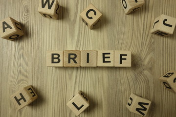 Word brief from wooden blocks