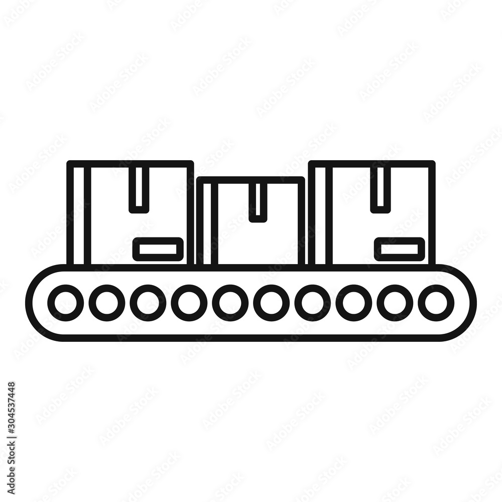Poster parcel assembly line icon. outline parcel assembly line vector icon for web design isolated on white