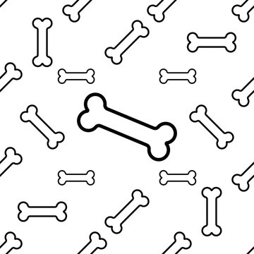 Dog Bone Icon Seamless Pattern, Bone Icon
