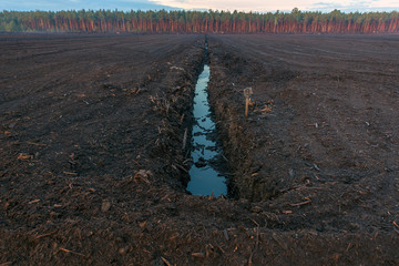 Ukraine, the Polesie region, peat fields, extraction of a mineral