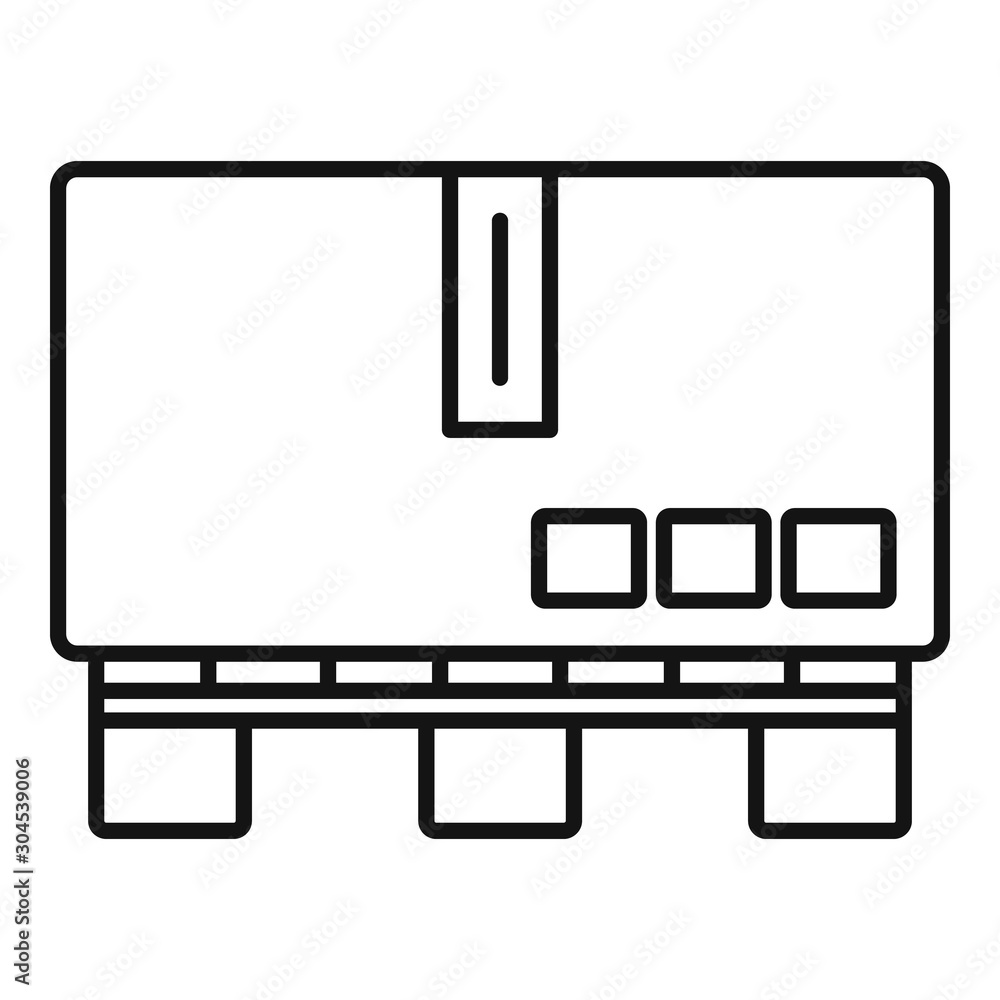Poster carton box pallet icon. outline carton box pallet vector icon for web design isolated on white backg