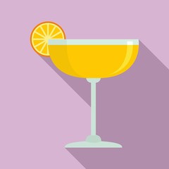 Orange fruit cocktail icon. Flat illustration of orange fruit cocktail vector icon for web design