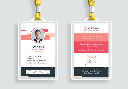 Id Card Layout With Pink Accents