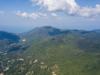 Fototapeta na wymiar Aerial view of the Hilly Jungle of Ko Pangan.Thailand