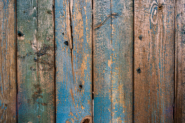 Texture of old wooden boards hammered together by nails