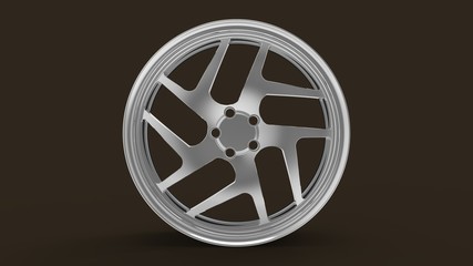 3d rendering of an exclusive car rim isolated in studio background