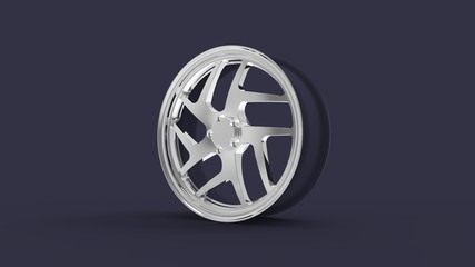 3d rendering of an exclusive car rim isolated in studio background