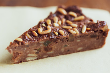 Castagnaccio, chestnut cake from Tuscany, Italy